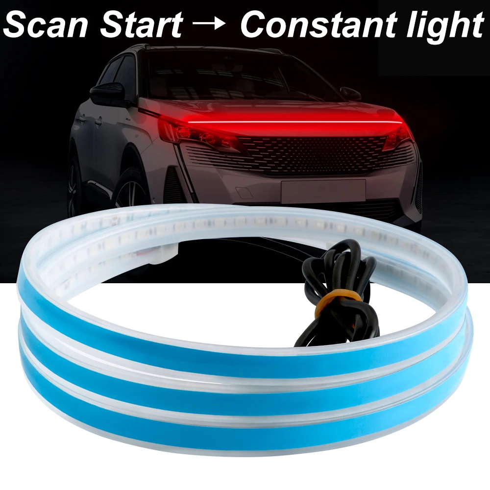 

12v Car Scan Lighting Daytime Running Light Car Hood Light Strip Waterproof Auto Diy Cutter Lights Decorative Ambient Neon Lamp