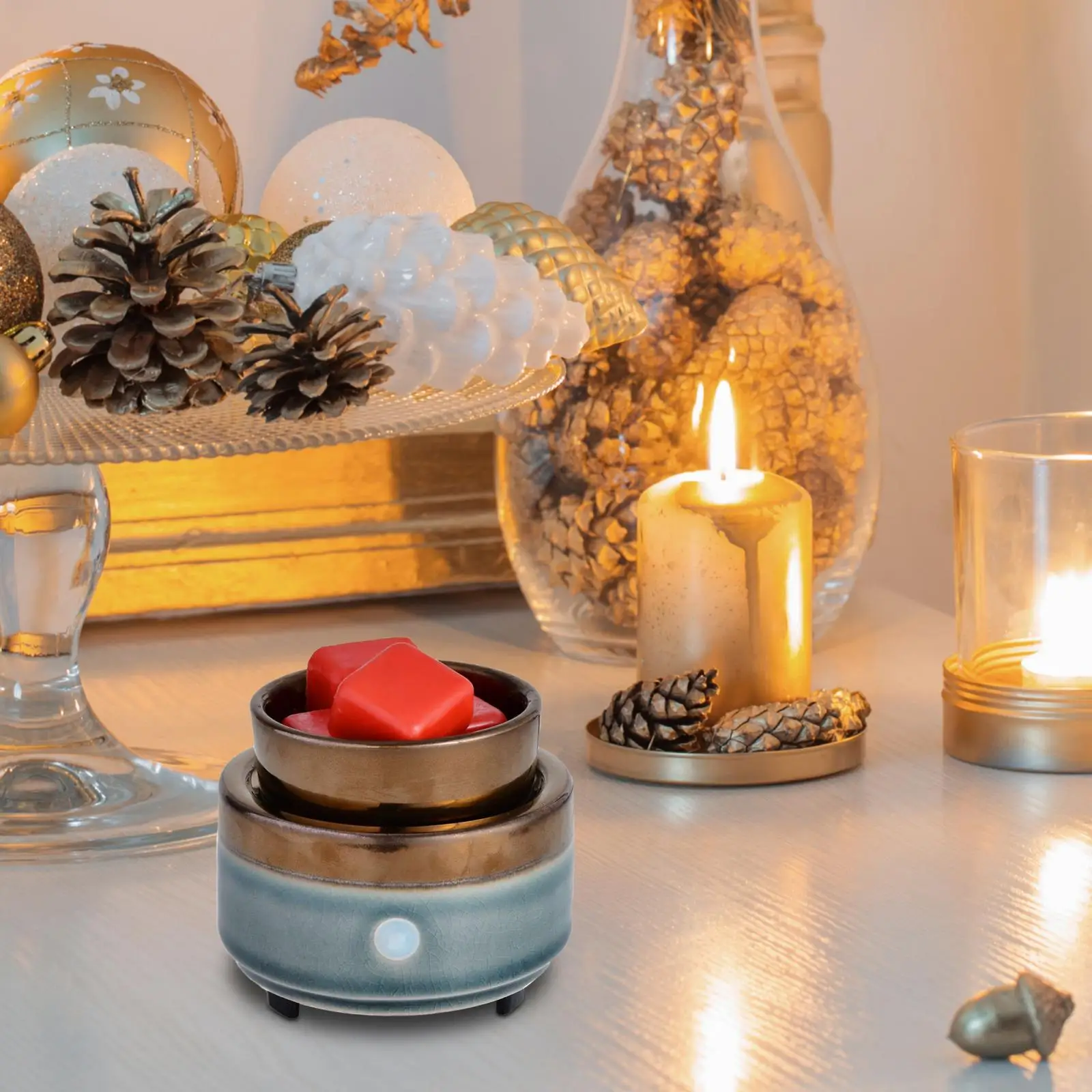 Electric Scented Wax Melt Warmer UK 220V Adapter 4.3x3.5inch Portable Essential Oil Burner Wax Melter for Kitchen Versatile