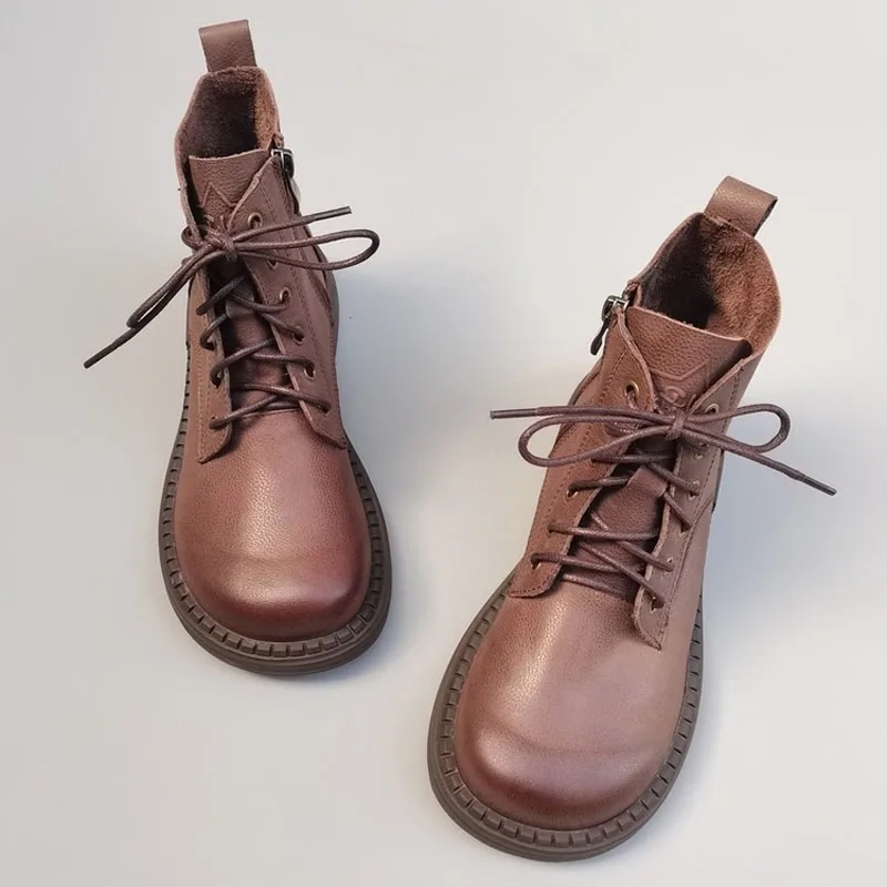 

Women Shoes Ankle Boots 2022 Autumn Ladies Ankle Boots 100% Genuine Leather Women's Shoes Fall Wide width Combat Boots