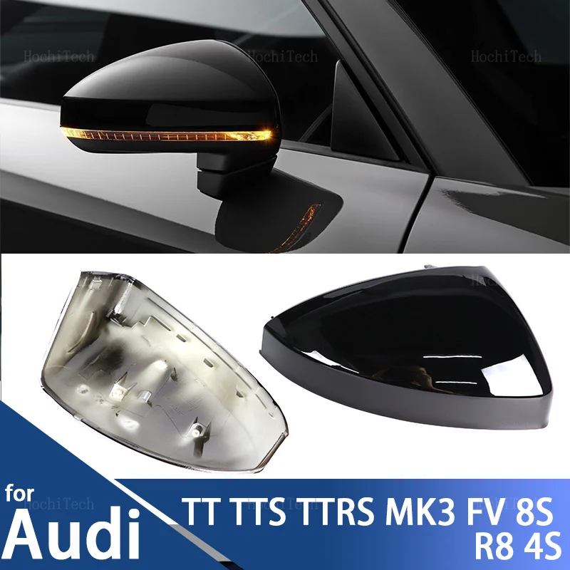 

Bright Black Side Mirror Caps for Audi TT TTS RS TTRS MK3 8S 15-23 R8 2016-23 Replacement Style Carbon Fiber Mirror Cover Covers