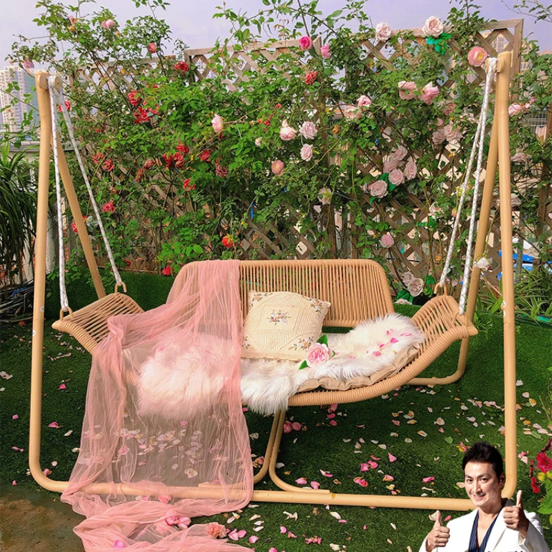 

sandalwood flower outdoor swing courtyard swing outdoor double hammock courtyard net red garden swing chair hanging chair