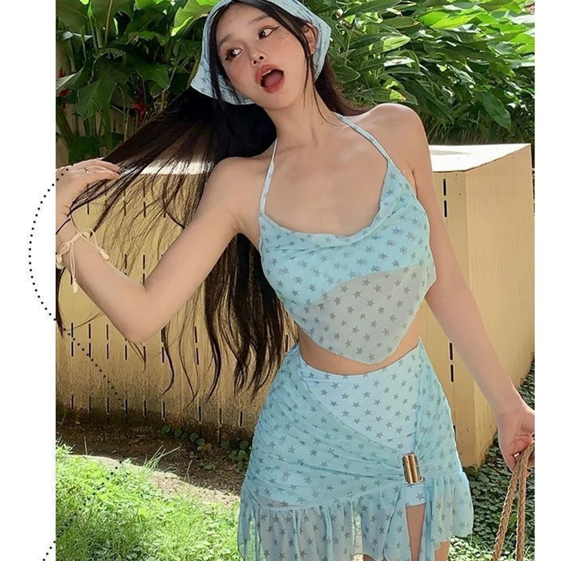 Women's Mint Mambo Bikini Set Luxury Skirted Two-Piece Swim Dress with Push-Up Top Slimming Hot Spring Resort Swimwear 4