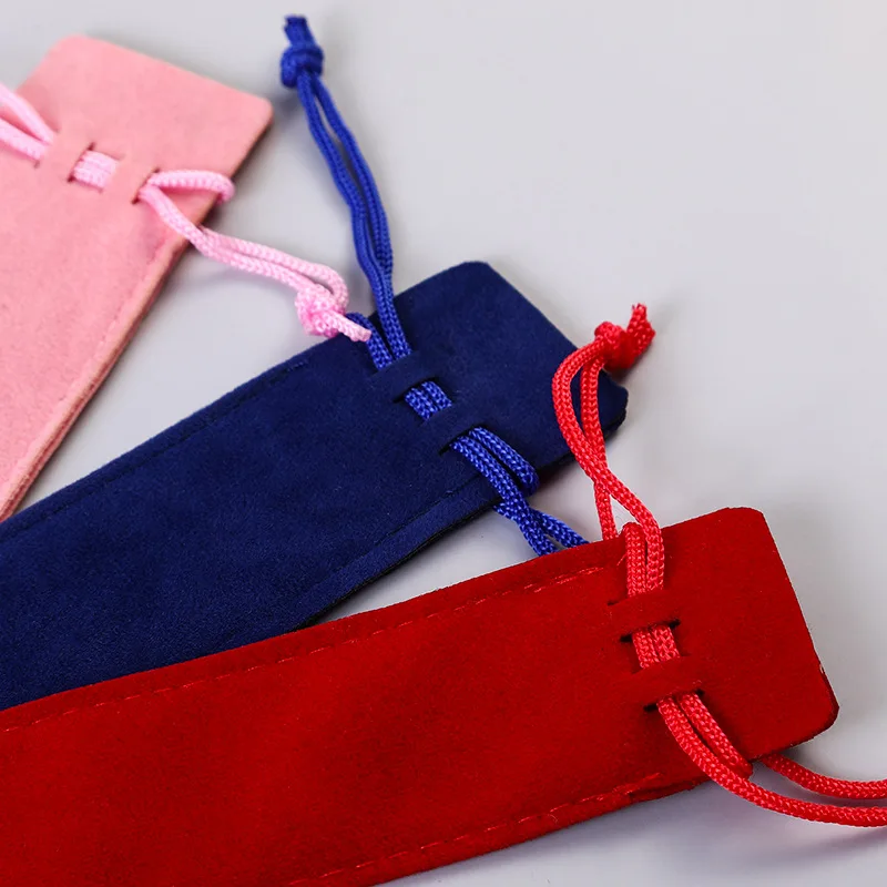 

Lot 60/100pcs Velvet Pen Pouch Individual Pencil Bag Fountain Gift Strap Bunch Pen Case