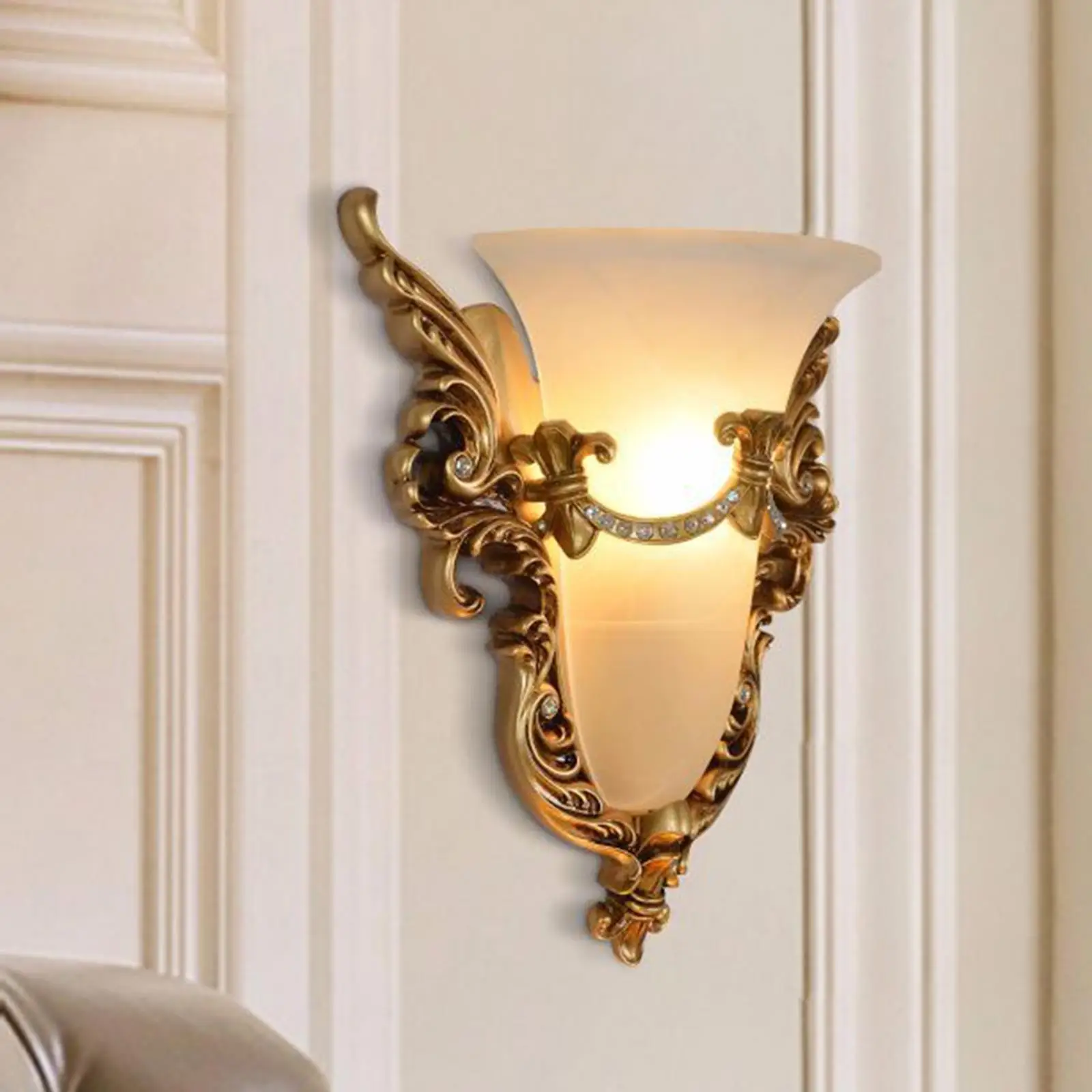 European-style Wall Lamp Retro Bedside Wall Sconce Lighting Gold Bedroom