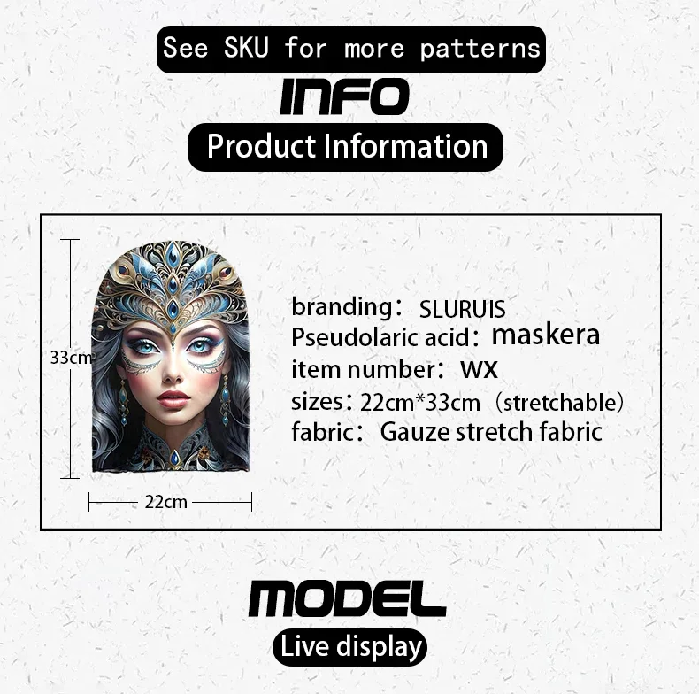 Rollenspiel 3D Kopfbedeckung Realistische Gesichts Stretch Mesh Neuheit Maske Karneval Party Requisiten Unisex – Detail 4