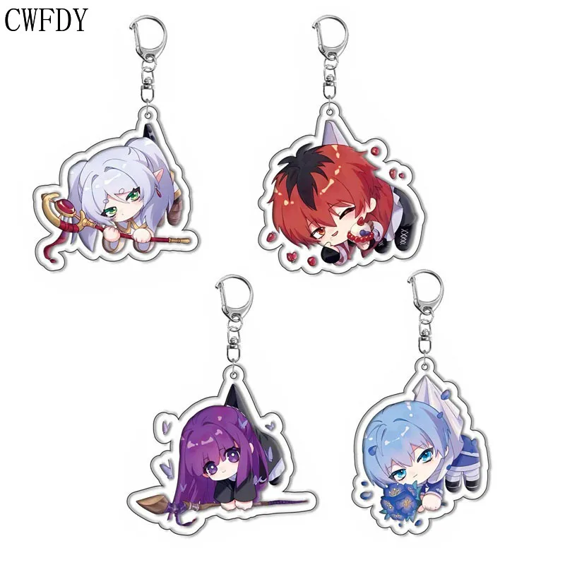 Anime Frieren At The Funeral Keychain Frieren Himmel Q Version Acrylic Figures Bag Pendant Chaveio For Friends Collection Props