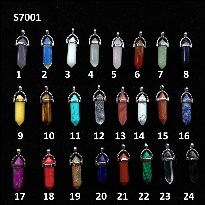 Bulk Natural Stone Pendant Hexagonal prism Bullet Quartz Point Healing Crystals Chakra  Charm Exquisite Necklace Jewelry