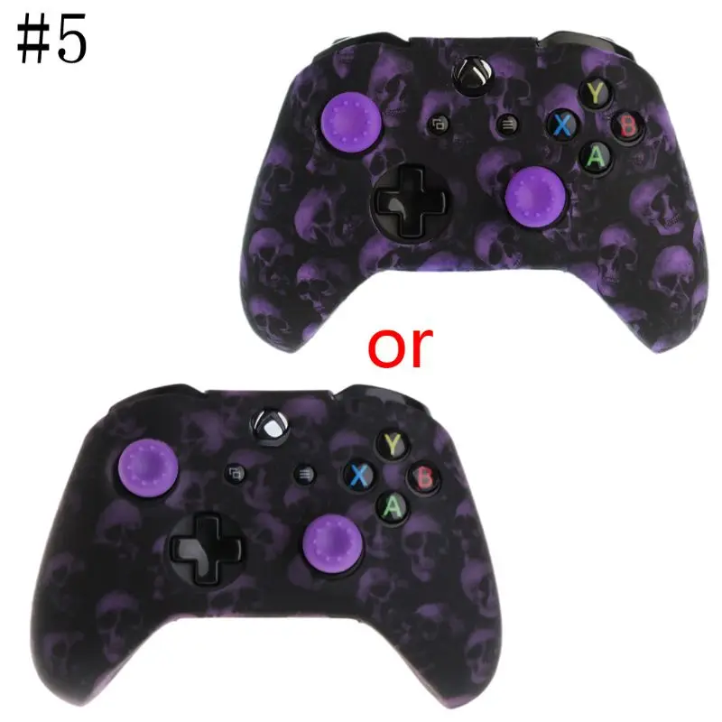 Skull Pattern Silicone Gamepad Cover+2 Joystick Caps For XBox One X S Controller пабг джостики чехол для джойстика джоки 조이스틱 