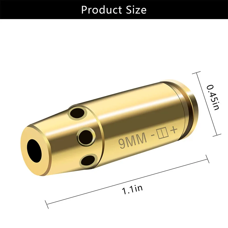 Tactical 9mm Caliber Red Dot Laser Sight Calibration Brass Bullet for Pistol Airsoft Weapons Shooting Aiming Hunting Accessories