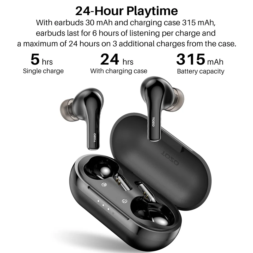 TOZO A2 Wireless Earbuds Bluetooth 5.3 in Ear Light-Weight Headphones Built-in Microphone IPX5 Waterproof 5
