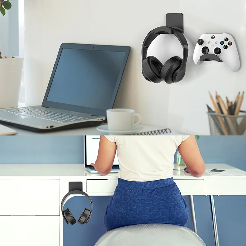 PlusAcc Headphone Stand Holder Adhesive Gaming Headset Hanger Hook Under  Desk