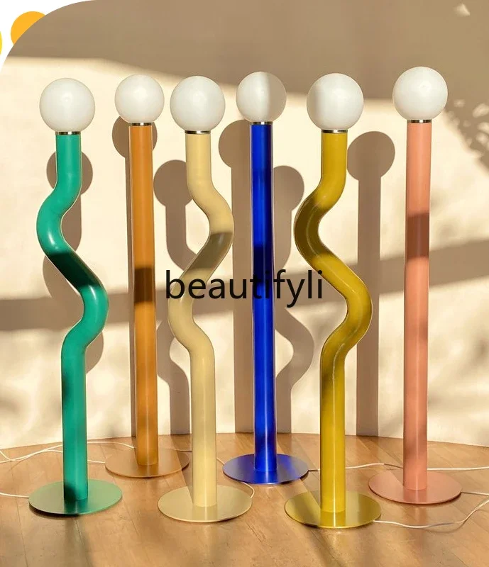 Macaron floor lamp modern minimalist creative art living room sofa edge vertical lamp
