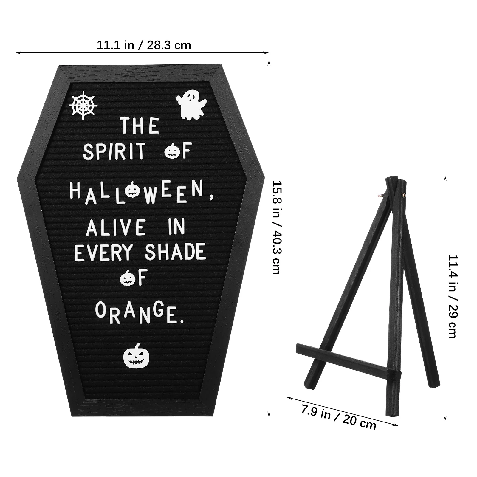 1 Set Coffin Letter Board Halloween Coffin Shape Felt Message Board  Wooden Frame Spooky Decor For Home Office And Party