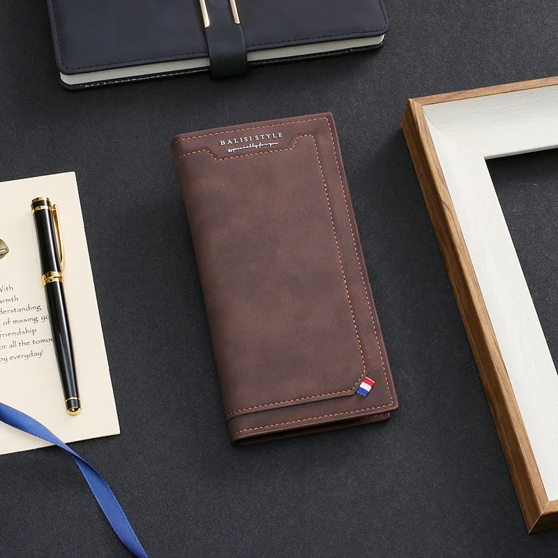 Vintage Men's Long Wallet Business Leather Coin Purse Large Capacity Card Holder Fashion Men's Vertical Money Wallet