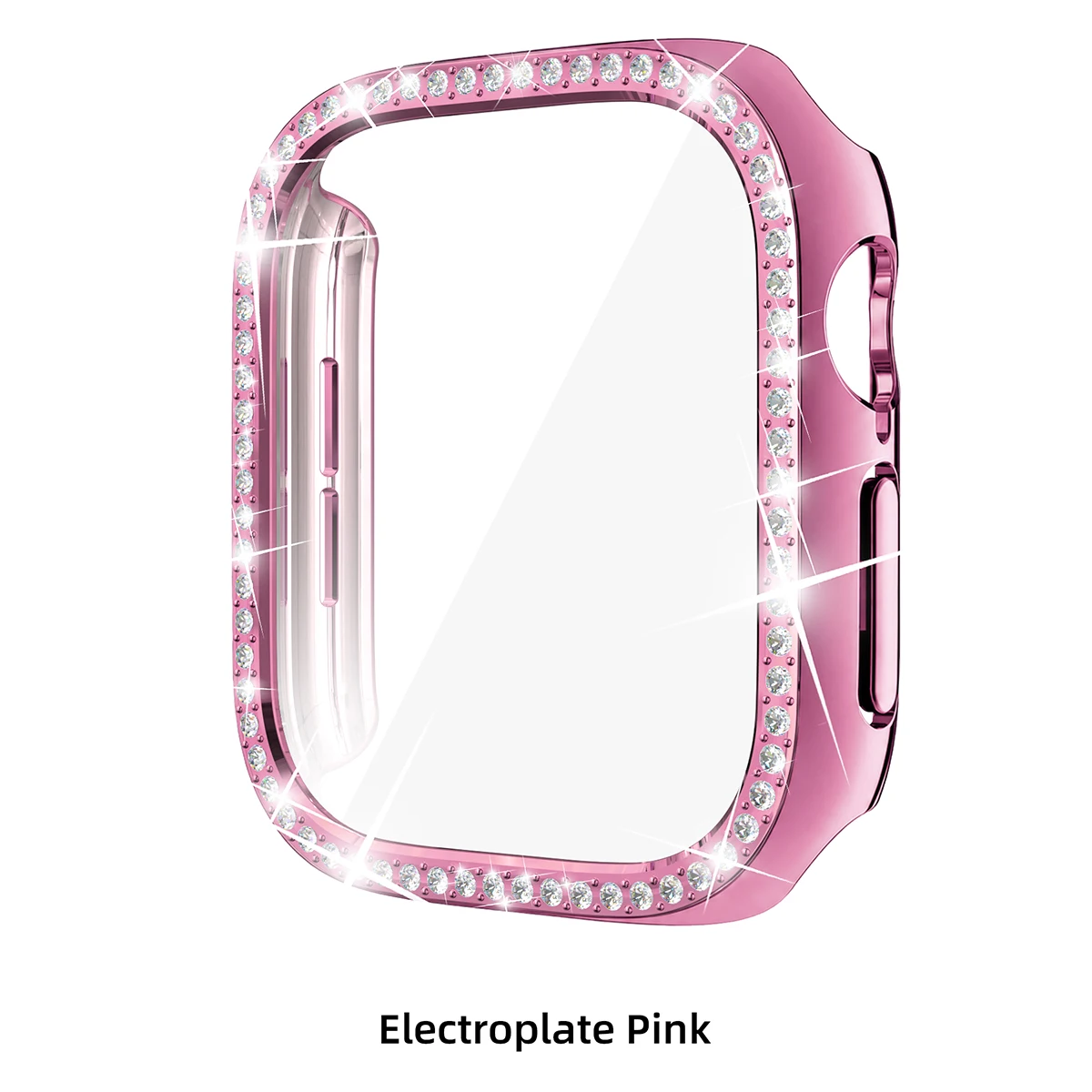 Sparkling Diamond-Studded Watch Case with Tempered Glass Screen Protector and Bumper Cover