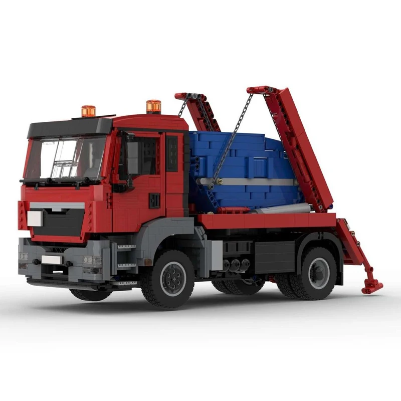 새로운 MOC 도시 공학 시리즈 점프 버킷 컨테이너 트럭 컨테이너 모델 기술 빌딩 블록 창의적인 어린이 장난감 선물