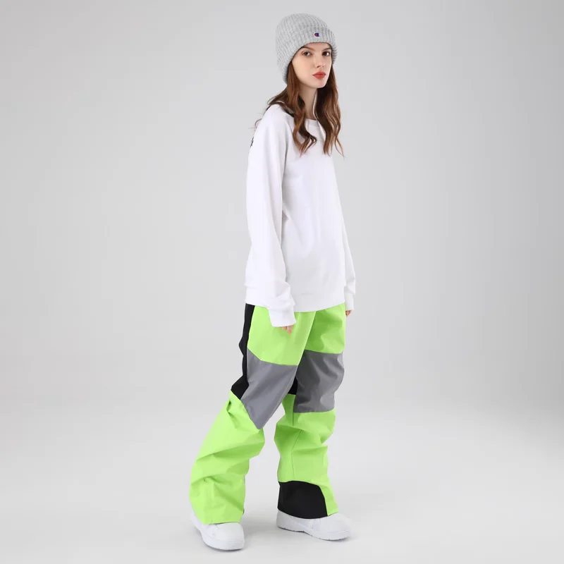 

Men Snowboard Loose Ski Pants Windproof Waterproof Warm Snow Trousers Unisex Outdoor Sports Patchwork Pants