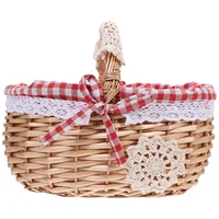 Wicker Storage Basket Premium Fruit Willow Weaving Blanket Simple Snacks Hand-woven Food Handheld 1