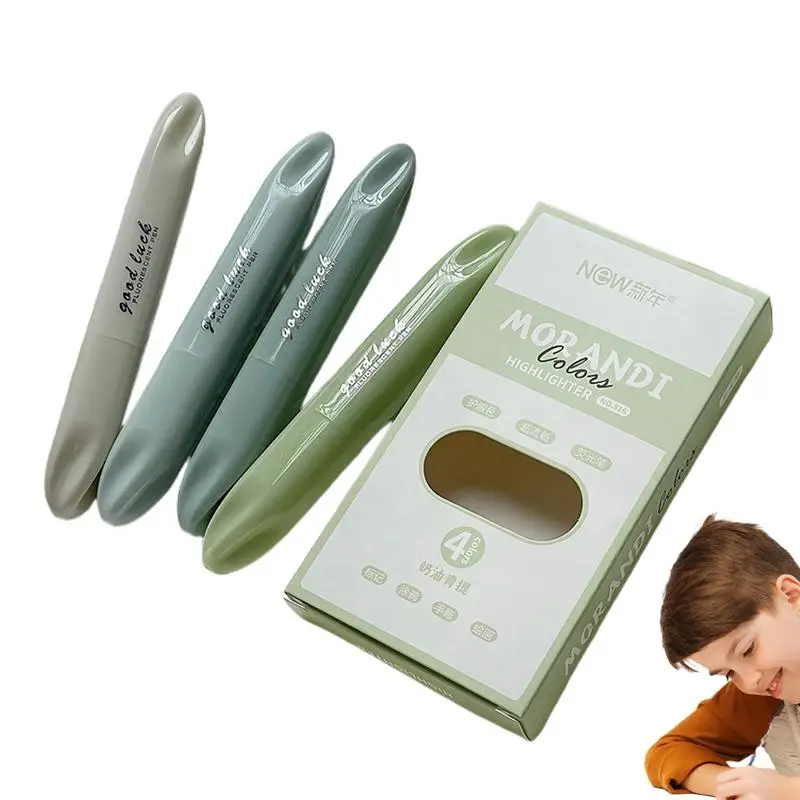 

Dual Tip Highlighters 4 Pcs Colored Marker Pen Highlighter Set Eye Protection Colorful Smooth Writing Aesthetic Highlighter