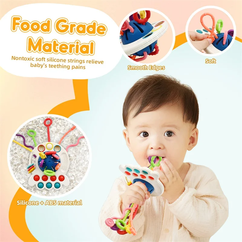 Development Baby Rattle Teether Toys Montessori Silicone Pull String Games Baby Toys 1 Year Teething Toys For Babies 6 12 Months - Image 5