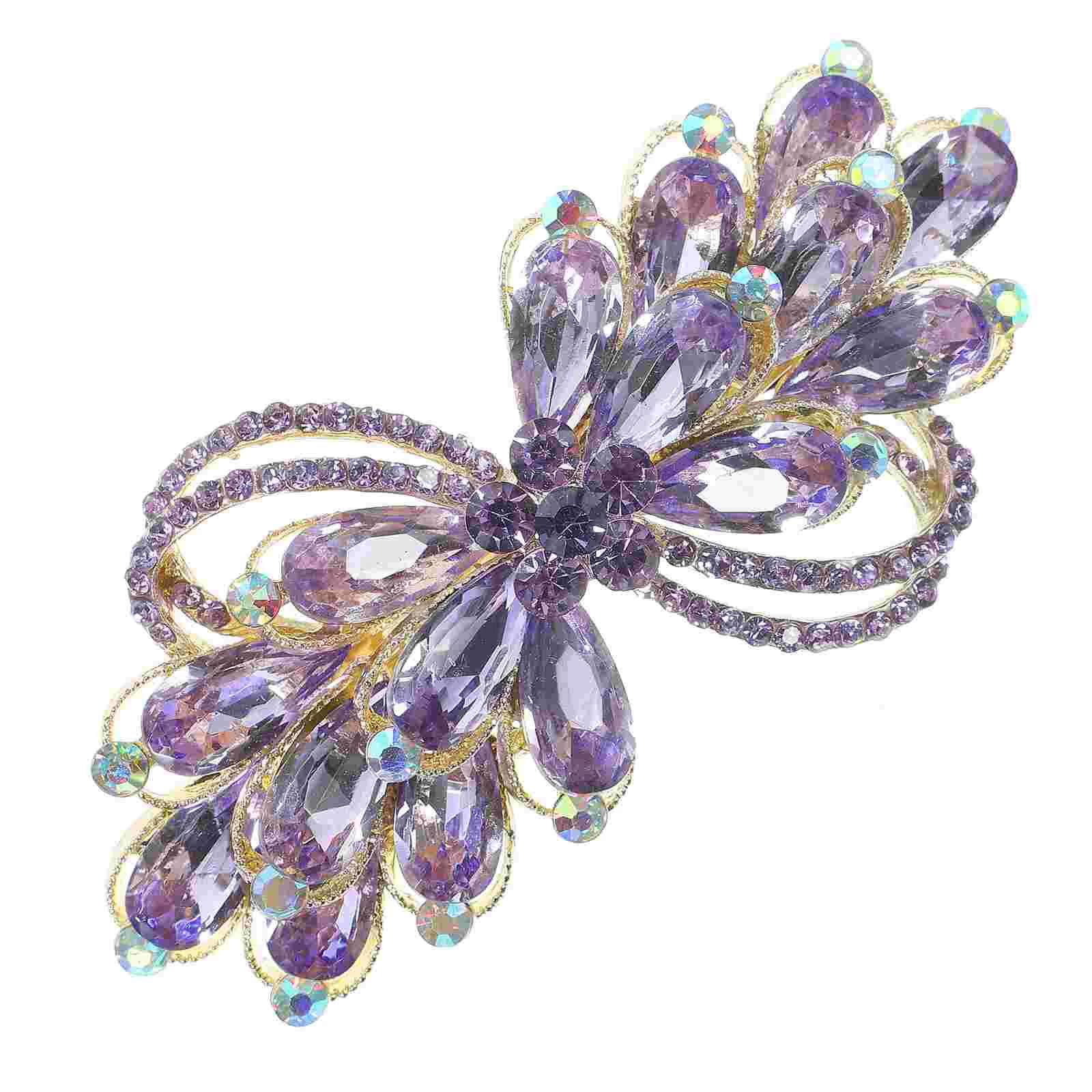 

Hair Clip Rhinestone Clips for Thick Barrettes Women Spring Sparkly Accessories Purple Bride