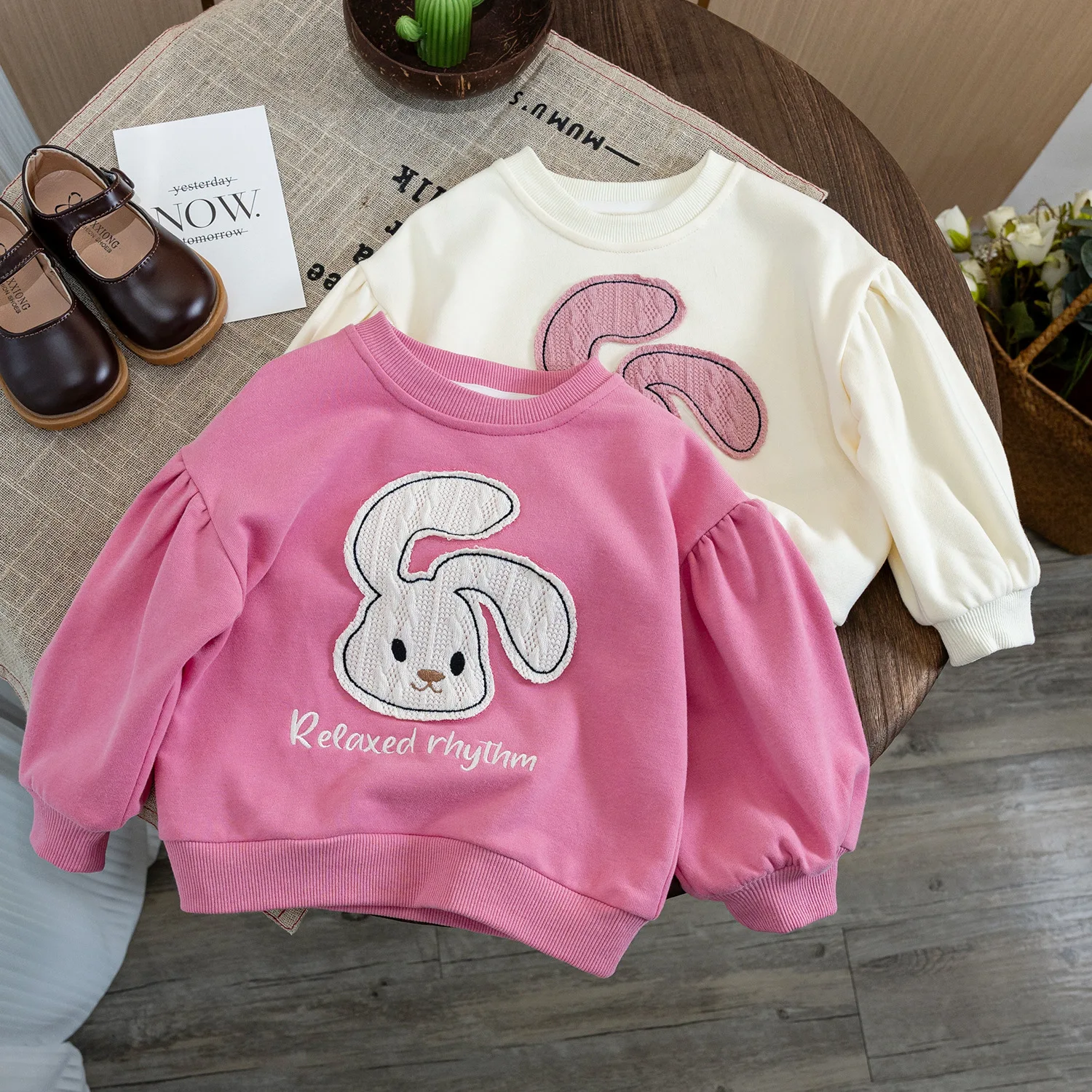Bebê meninas moletom da criança crianças coelho impressão hoodies