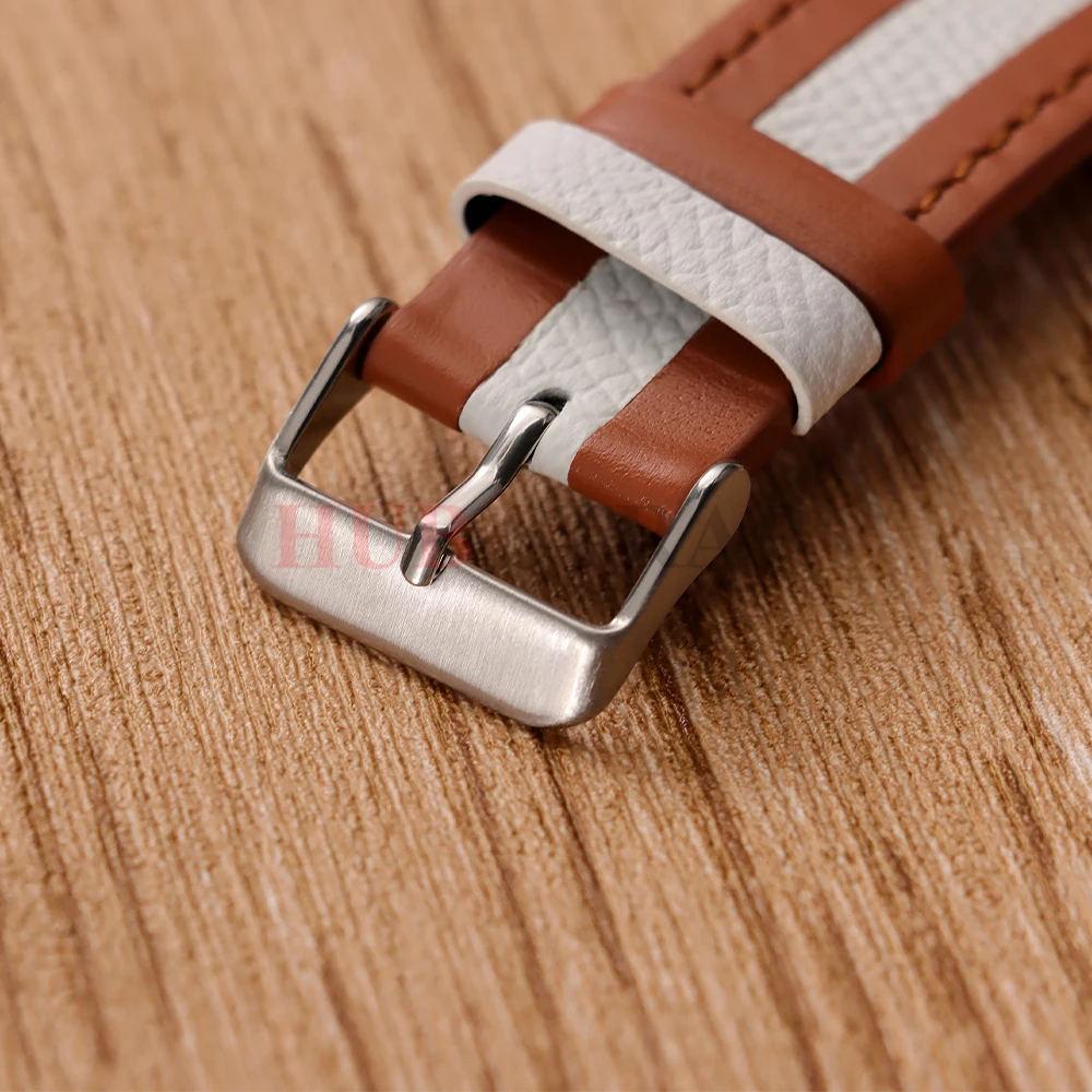 Premium Cowhide Leather Watch Strap - Elegant Black, Brown, or White Bands