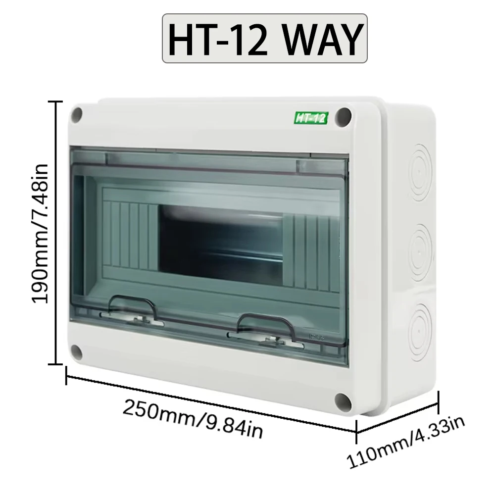 IP65 HT-5/8/12/15/18/24 WAY DC Circuit Breaker Distribution Box PC/ABS Plastic O