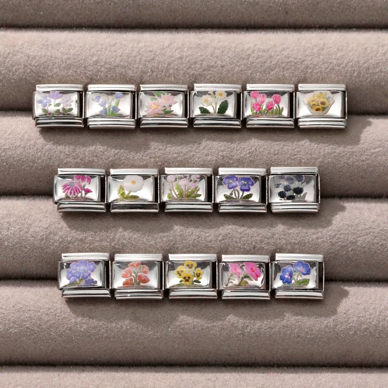 Italian Fashion Jewelry 9MM Stainless Steel Charm Bracelet Links