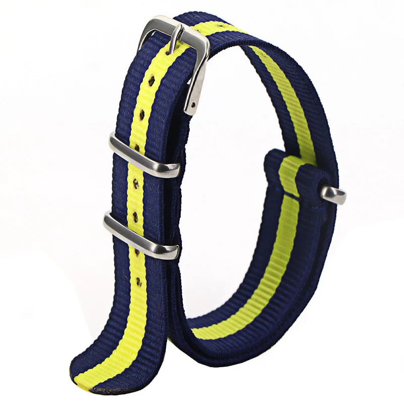 Nylon Army Sports Watch Strap – Black Adjustable Belt with Buckle