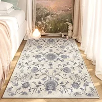 Tapis de chevet de chambre à coucher rétro américain, fleur de mode, sans nettoyage, lingette, table basse, polymères doux, salon, canapé, Everakroom, lea 4