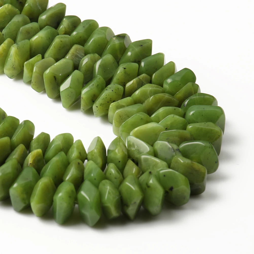 Natural Stones Green Canada Jade Beads Round Faceted Geometric Shape Loose Jewelry Beads for Making Bracelets DIY Accessories
