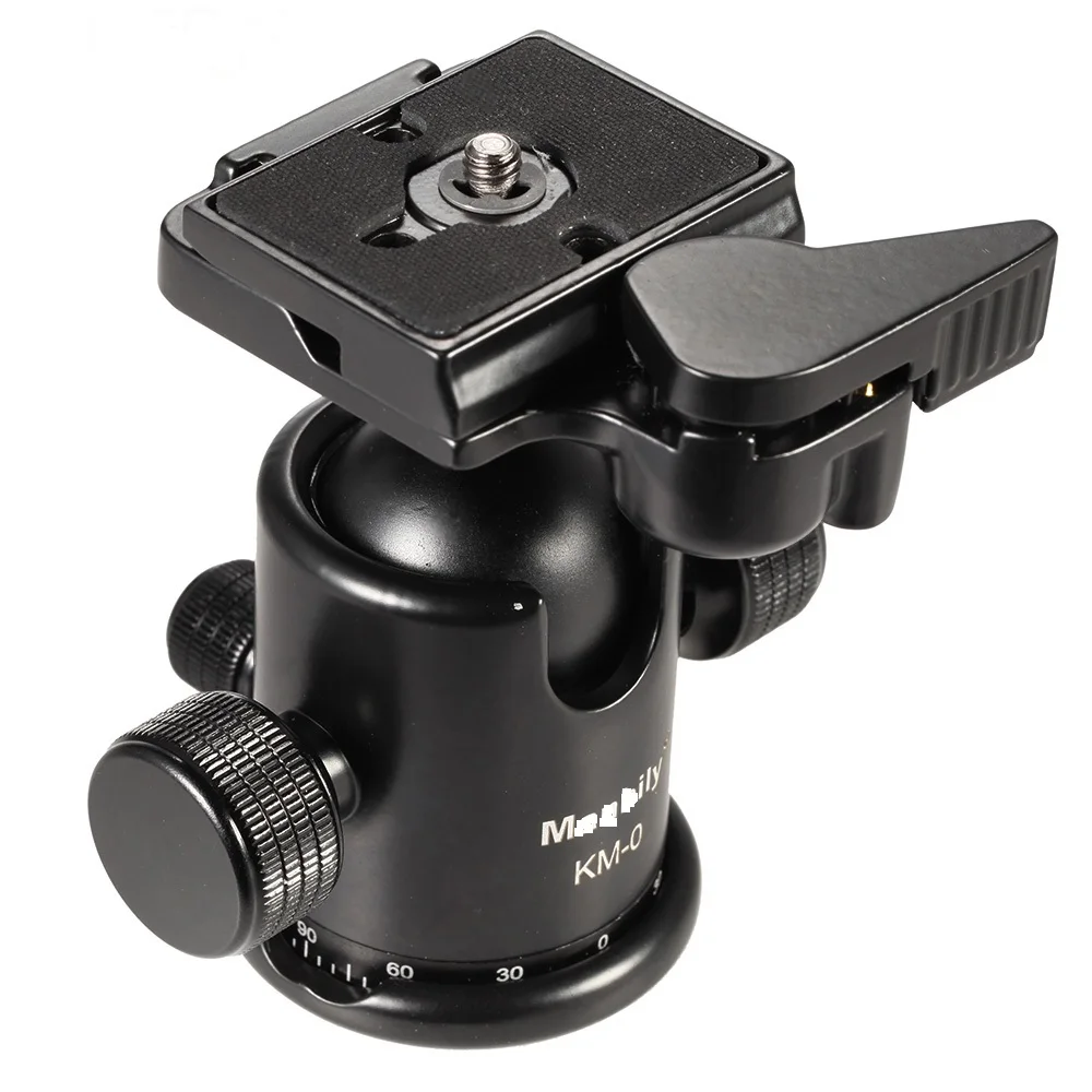 KM-0 Professional Camera Tripod Ball Head Panoramic Sliding Rail with Manfrotto 200PL-14 Clamp