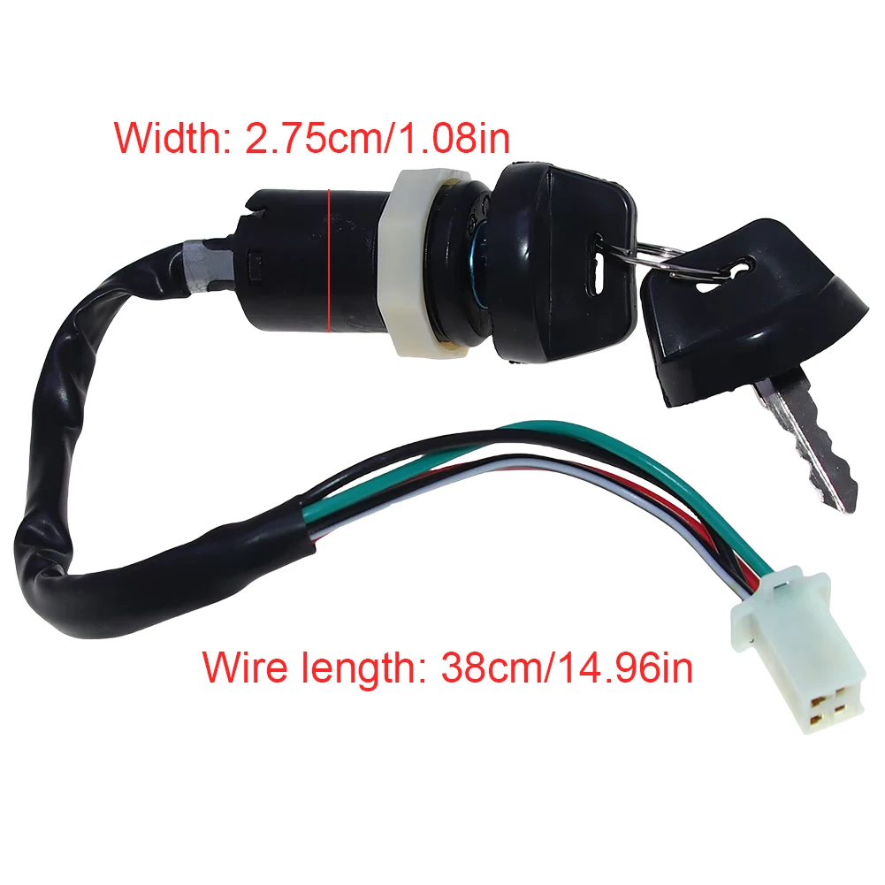 Ignition Key Universal Ignition Key Switch with Wire Motorcycle Replacement Parts for 50cc 70cc 90cc 110cc 125cc 250cc ATV