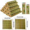 Square Sushi Roller Mat Natural Bamboo Sushi Mat Green Bamboo Sushi Rolling Mat Sushi Making Kit Sushi Maker Blind for Kitchen 6