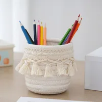Handmade Woven Cotton Rope Woven Storage Basket Desktop Organizer Sundries Toys Comestics Keys Snacks Box Sundries Organizer 3