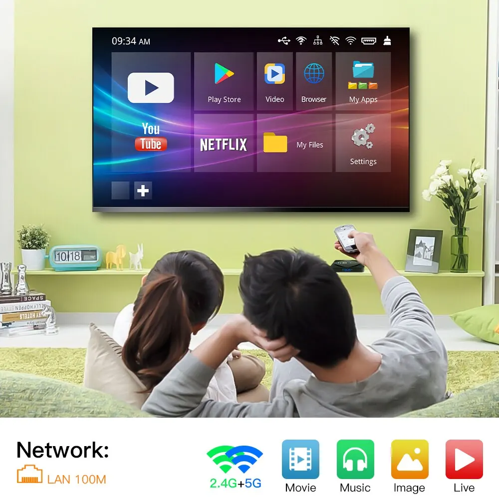 Smart TV Box HONGTOP Android 10 6K H616 Support 2.4G/5G WIFI Bluetooth 6K HD Video H.265 Media Player Set Top Box