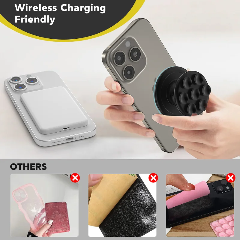 아이폰에 대 한 자기 라운드 실리콘 흡입 컵 패드 MagSafe 전화 손가락 그립 스탠드 홀더 포켓 소켓에 대 한 삼성 스마트 폰