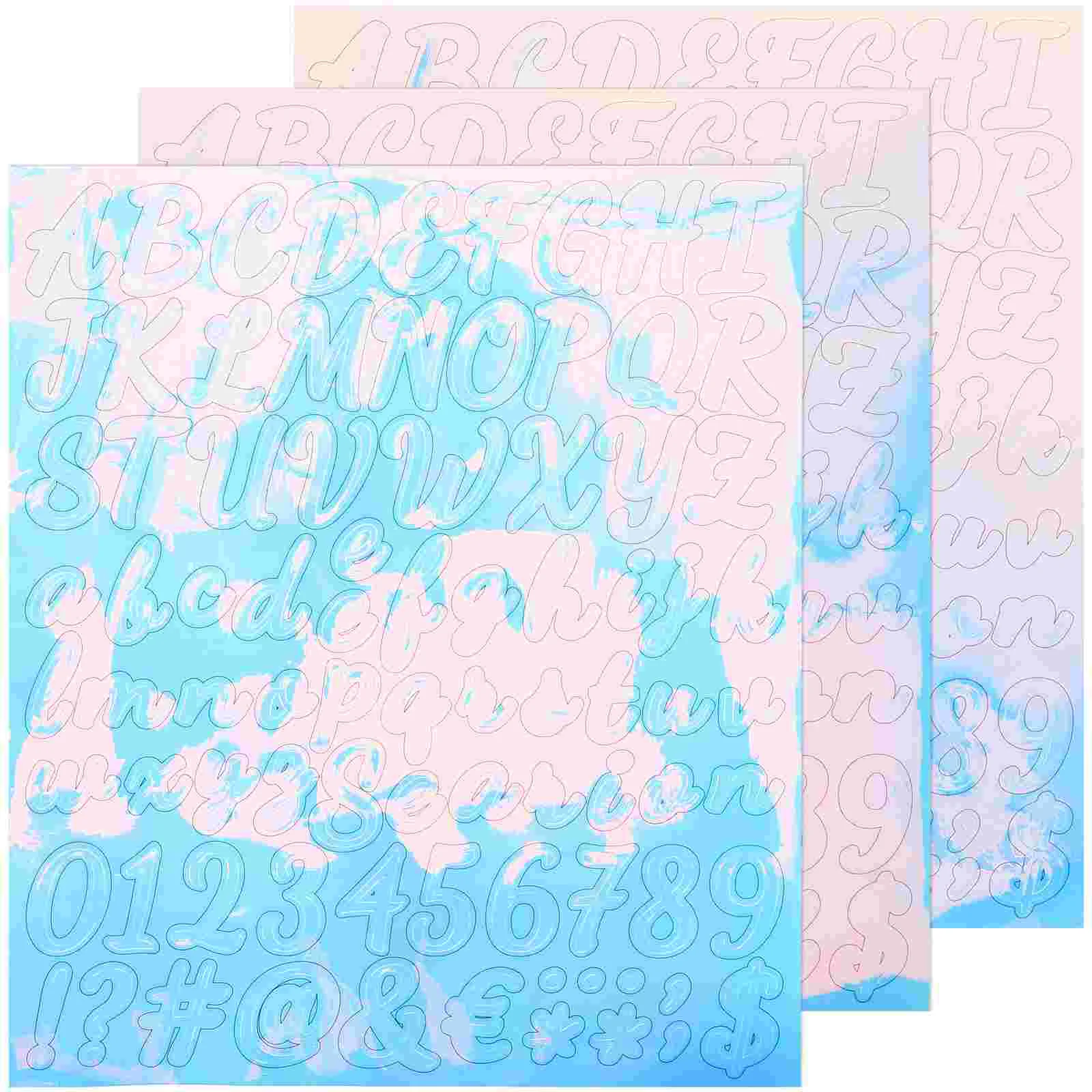 

3 Sheets Alphabet Stickers Letters Water Proof Phone Case Mailbox Decals Bottle Removable