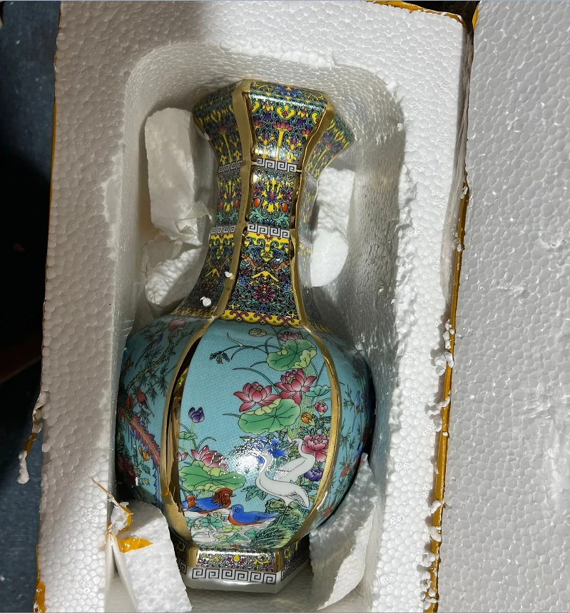 26CM Ceramic Vase Antique Collection Living Room Decoration Enamel Porcelain Home Furnishing Ornaments Housewarming Gift 6