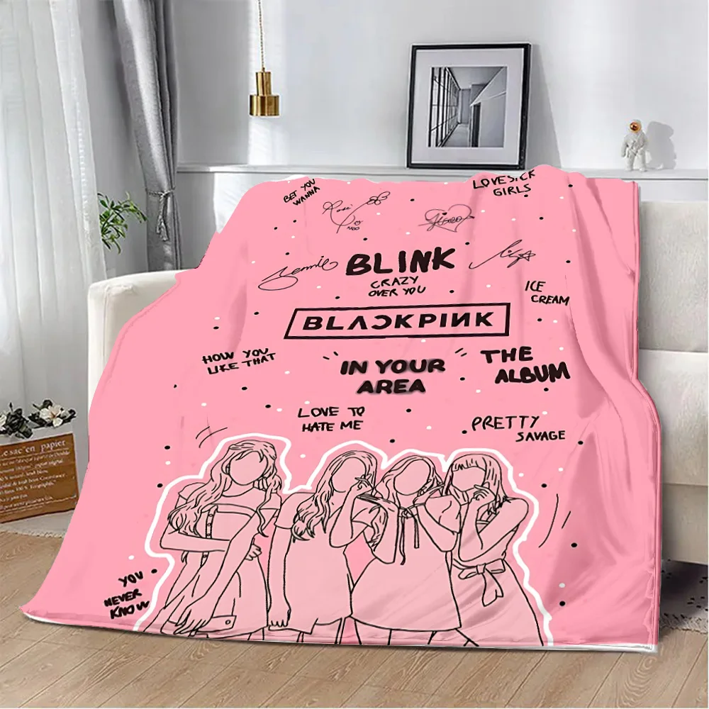 Korean Group Printed Blanket for Bed Sofa Blackpinks and Armchair Picnic Blankets Warm Comfortable Blanket Home Travel Birthday 4