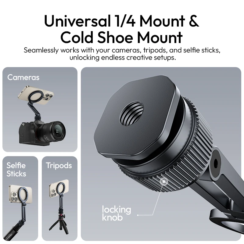 Ulanzi MA07 Maglock 1/4 Cold Shoe Phone Mount Magnetic Snap Portable for Smartphone Camrea Tripod Photography Light Livestream