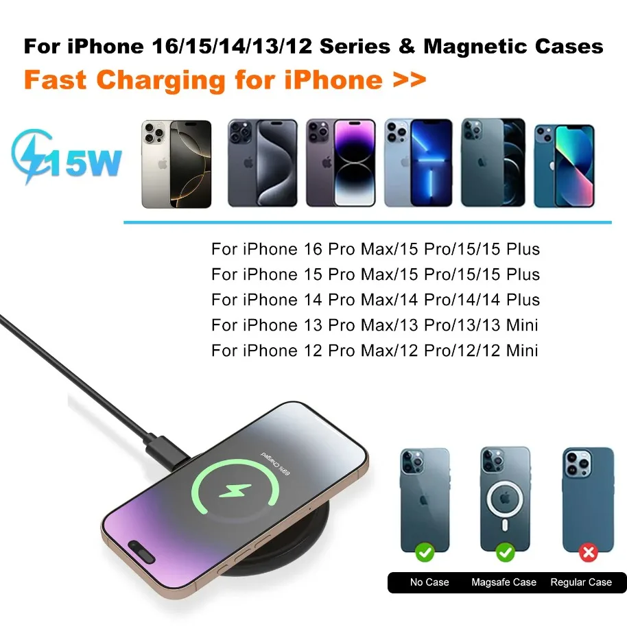 VIKEFON 30W Wireless Charger Pad Stand for iPhone 16-12 Pro Max X Samsung Xiaomi Chargers Induction Fast Charging Dock Station