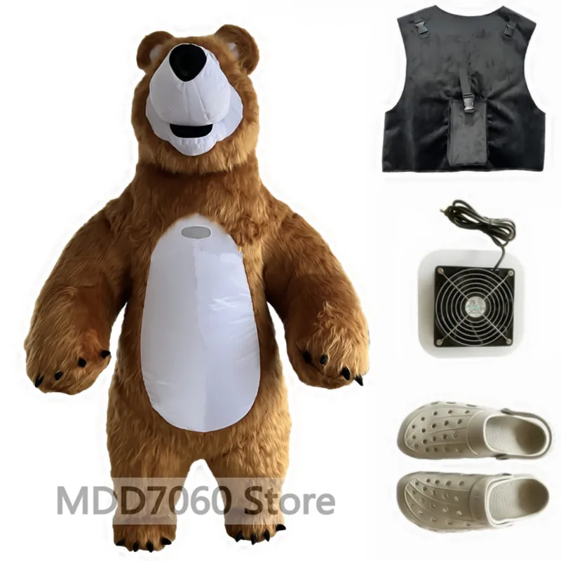 thumbnail image 1 of Ropa inflable de oso pardo Ropa inflable para juegos de rol para fiestas de Navidad y Halloween Ropa inflable para mascotas de oso blanco, 1 of 5