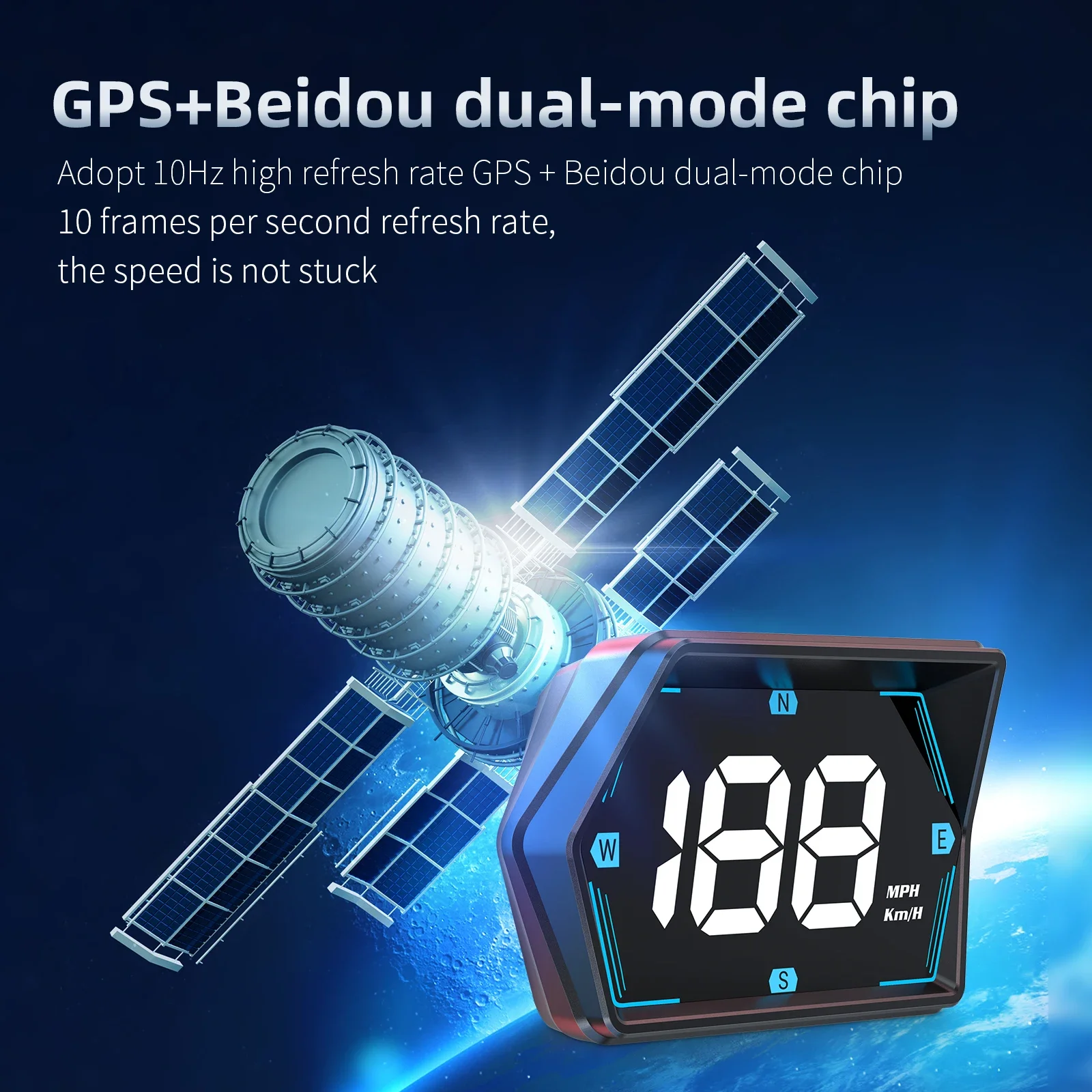 G20 GPS 자동차 HUD 헤드업 디스플레이 디지털 속도계 스마트 미터 범용 대형 글꼴 과속 경보 속도 나침반 모든 차량용