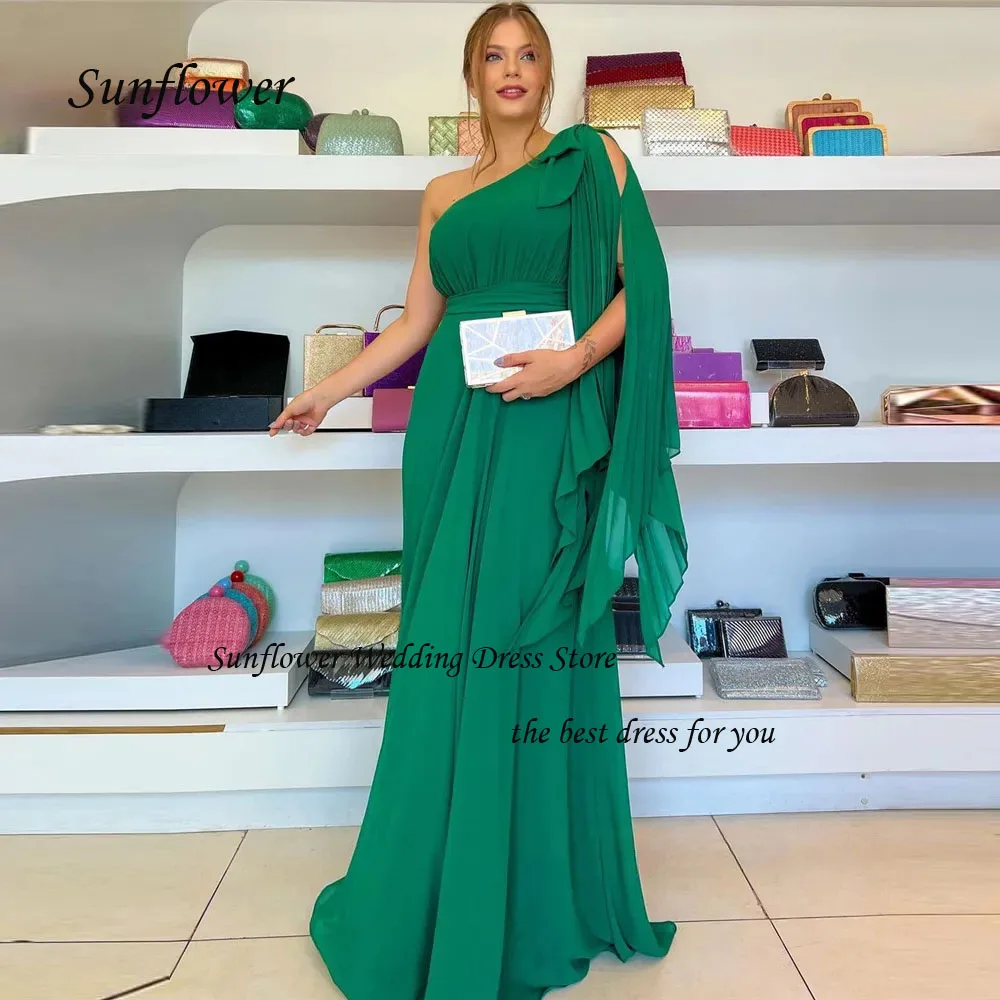

Sunflower One-Shoulder Evening Dress 2023 Slim Backless Chiffon Pleat A-LINE Prom dress Floor-Length Pary Dress