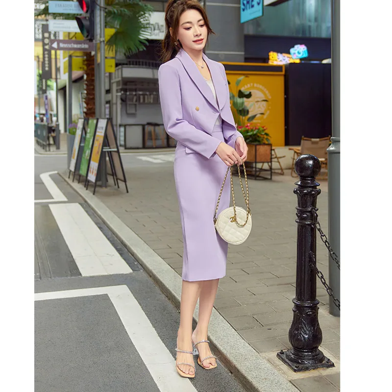 

Blazer Suits Women's Skirt Jacket Two-piece Sets Office Lady Slim Elegant Short Coat Pencil Skirt Spring Autumn Temperament Suit