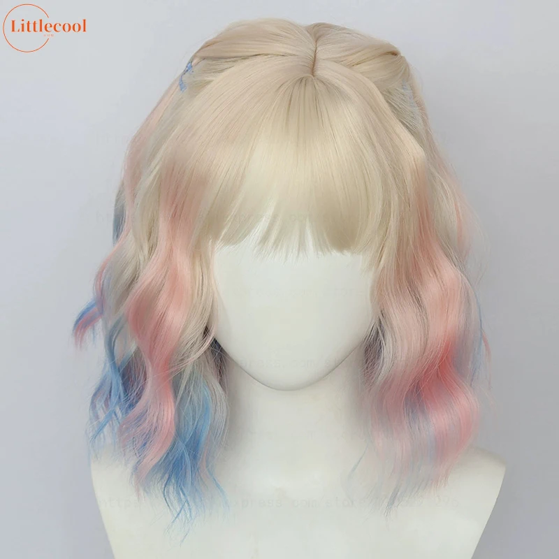 Hochwertige Enid Sinclair Cosplay-Perücke, blond, rosa, blau, lila, lockig, hitzebeständig, Kunsthaar, Anime-Perücken – Detail 1