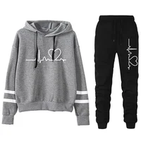 Survêtement femme décontracté rayure polyvalent sweat noir pantalons de survêtement ample imprimé haute qualité tenues une pièce sweat à capuche pantalon 6