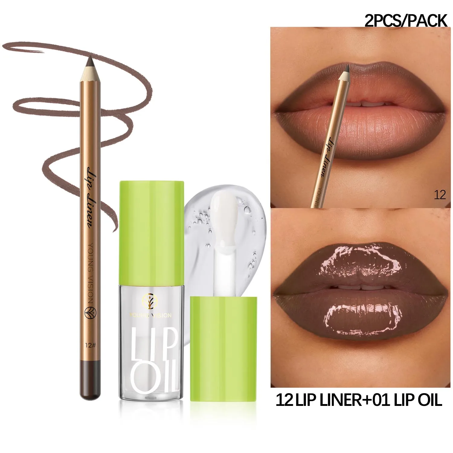 12-Color Matte Lipstick and Lip Liner Set - Long-Lasting Nude and Red Shades